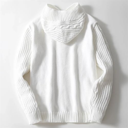 Men's Hooded, Full-Sleeved, Solid-Color, Casual, Loose-Fitting Cardigan Sweater2