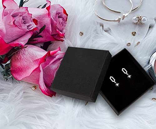 Dedoot DDT-101-BLACK Kraft Paper Gift Box, Pack Of 20 3.54X3.54X1.2 Inch Black Jewelry Boxes Bulk Earring Box thumb #1