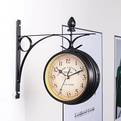Horloge murale double face 21.8cm suspendue avec double cadran vintage - 6