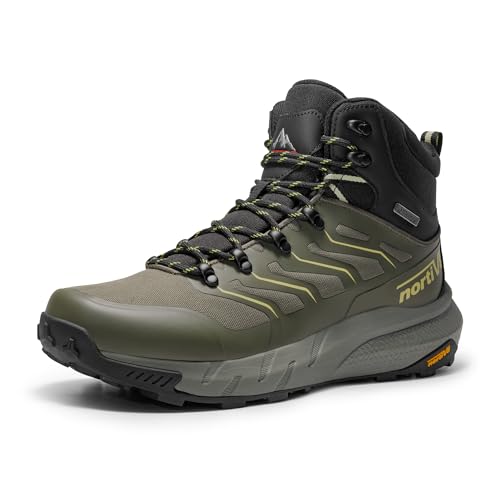 NORTIV 8 Men's Lightweight Hiking Boots Waterproof Breathable Outdoor Trekking Camping Ankle Boots Fern,Size 10.5,Olive,NMUMHB2502