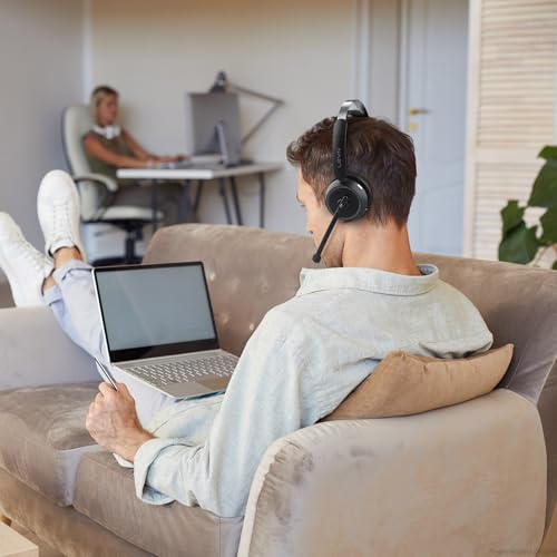 Image of LEVN Wireless Headset, Wireless Headset with Mic for Work, AI Noise Cancelling, 65 Hrs Working Time, Bluetooth Headphones with Microphone from Home /Computer /Call Center /Teams