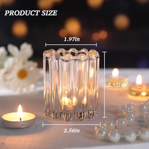 6 PCS Votive Candle Holder, Clear Glass Candle Holders, Tealight Candle Holder for Wedding Centerpieces Dinner Party Table Decor