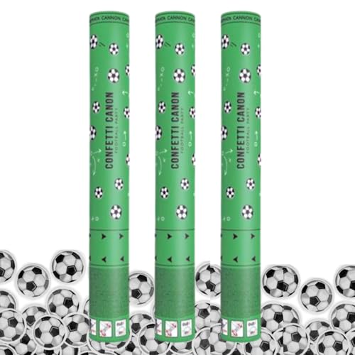 Cañón Confeti Fútbol, 3 Uds. Cumpleaños Temática Fútbol. Comunión Fútbol, 40 cms