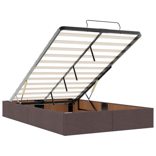 vidaXL Ottoman-Bett ohne Matratze Dunkelbraun 120x200 cm Stoff, Bettrahmen, Bettgestell mit Stauraum, Polsterbett, Bettgestell