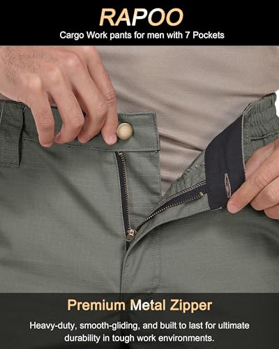 Image of Rapoo Mens Cargo Pants Ripstop Water Resistant Breathable Tactical Hiking Pants with 7 Pockets
