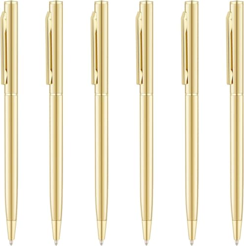 Image of VIETNAM Gold slim pen set Gold Slim Ballpoint Pens Black ink Medium Point(1 mm), Nice Gift for Wedding Business Office Students Teachers Christmas (6PCS)