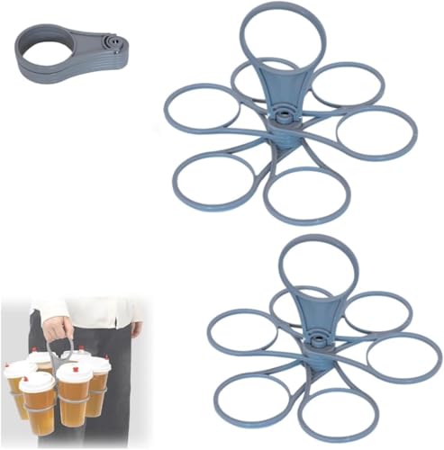 2 Pack Drinks Carrier, Foldable 6-Cup Drinks Holder Holiday Essential, Heavy Duty Plastic Drinks Carrier, Portable Cup Holde for Coffee, Bubble Tea and Beverages, Perfect for Parties, Picnics, Travel