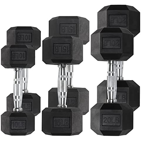 Iron Crush Hex Dumbbell Sets - Heavy Duty PVC Coated Weights, Chrome-Plated Knurled Handles, Fixed Hexagon Dumbbells Set - Workout, Body Building Home Gym Gear - Multiple Choices Available Cover