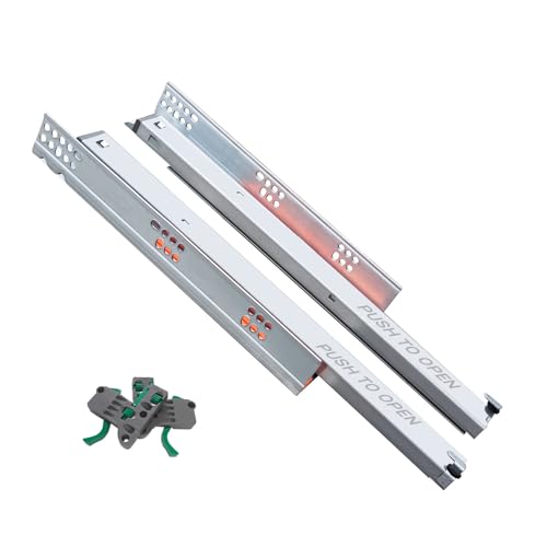 Image of Volo Heavy Duty Drawer Slides, Full Extension Ball Bearing Runners | Pack of 2 Piece | Channels for Kitchen Cabinets, Wardrobes, and Dressers (Undermount (Push to Open), 18 Inch)