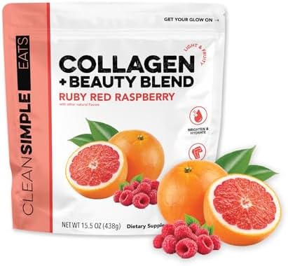 Clean Simple Eats Collagen Powder + Beauty Blend, Ruby Red Raspbe...