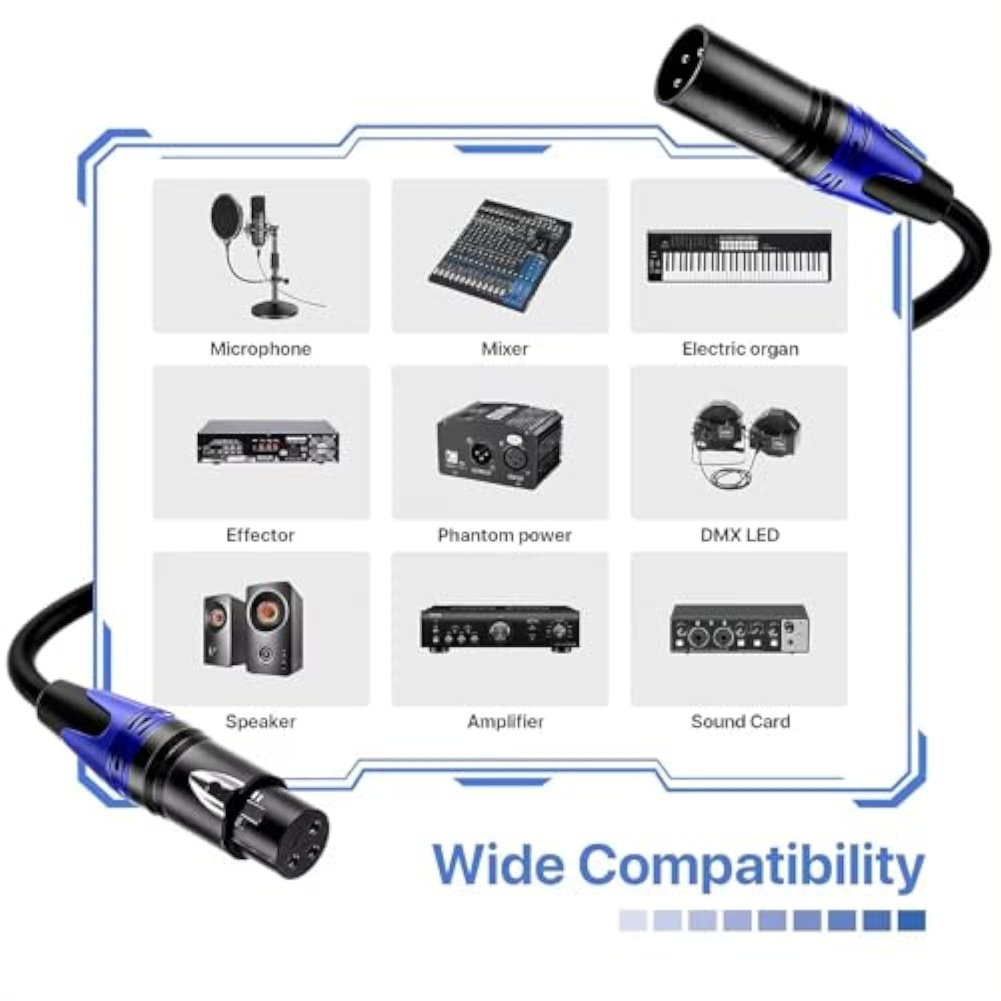 10Mtr XLR Cable Pack of 6 Microphone Male to Female