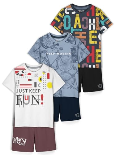 Image of HELLCAT Boys Dress Clothing Set Combo with Tshirts & Shorts - Pack 3