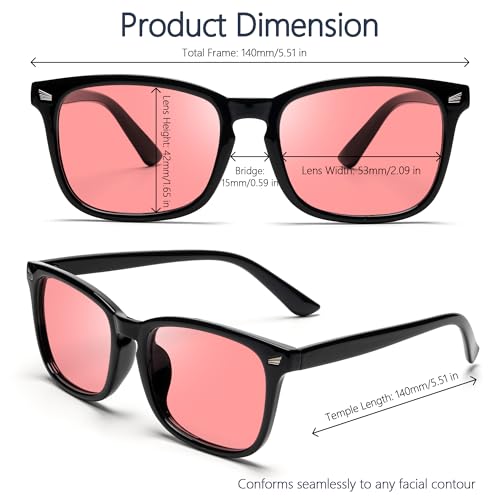 Image of Fluorescent-41 Pink Tinted Blue Light Blocking Glasses for Migraine, Light Sensitivity, Photophobia JF5002