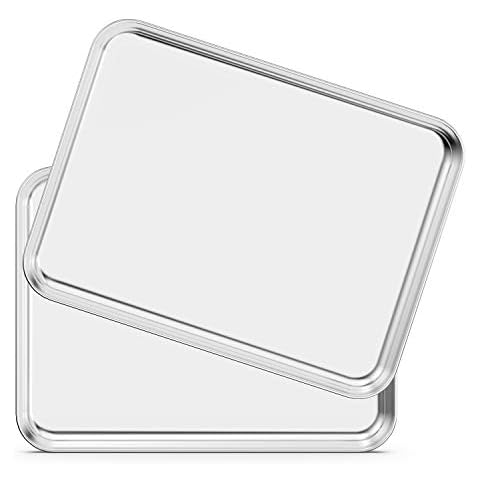 Baking Sheet Set of 2, Yododo Cookie Sheets Metal Stainless Steel Tray Baking Pans, Rectangle Size 16 x 12 x 1 inch,Pure Stainless Steel Baking Pan Tray Professional, Non Toxic & Healthy & Easy Clean Cover