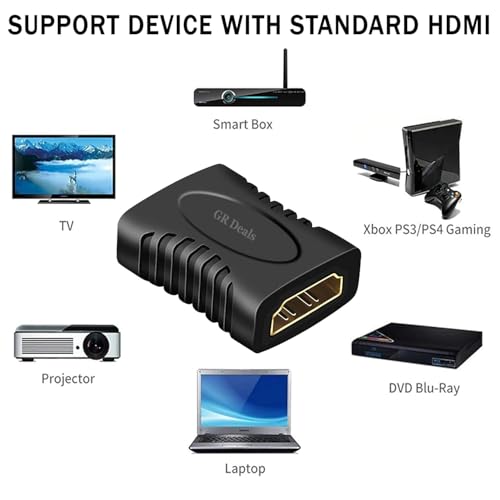 Image of HDMI Extender Female to Female Coupler Adapter for HDTV, Laptop PC, Projector and etc. (HDMI Female to Female Extender). Black.