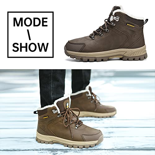Image of Jinta Shoes Mens Womens Winter Snow Boots Hiking Climping Booties Warm Waterproof Fur Lined Non Slip Leather Ankle US 4-14.5