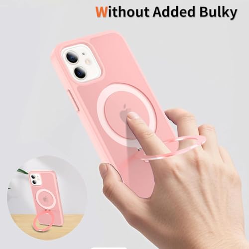 Image of Magnetic for iPhone 12 Pro Case & iPhone 12 Case, 6.1 inch, Compatible with MagSafe, Rugged Kickstand, Not-Yellowing Military-Grade Protection, Matte Pink
