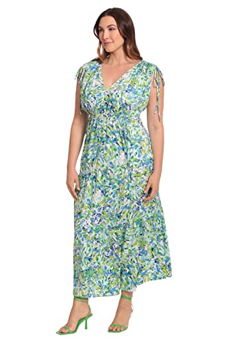 Image of Maggy London Women's Tiered Maxi with Shoulder and Waist Drawstring Details