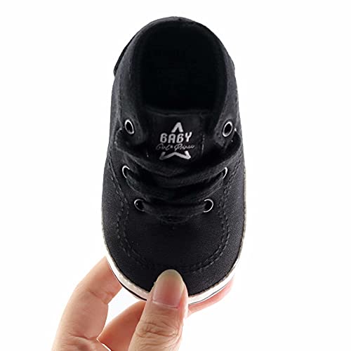 Gaisummi Unisex Baby Girls Boys Shoes Infant Canvas Sneakers Anti-Slip Rubber Sole Newborn Crib Shoes Toddler Outdoor Athletic First Walkers(B/Black, 12-18Months) #TOP5
