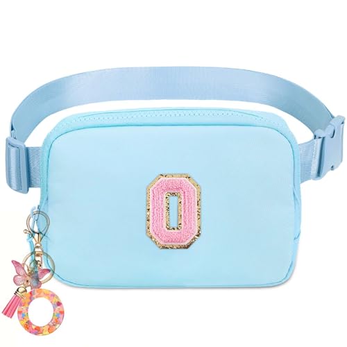Image of Belt Bag for Girls Gifts - Birthday Gifts for Teenager, Personalized Gifts for Mom Freind Sister Teacher, Graduation GiftsInitial Crossbody Bag Belt Bag for Women Lavender Blue O