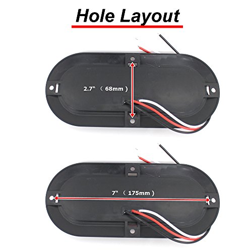 TMH ( Pack of 2 6 Inch 10 LED Surface Mount Oval Clear Lens/Red Light Turn Signal Side Marker Tail LED Light for Truck Trailer Trail Bus 12V DC - Thumbnail 2