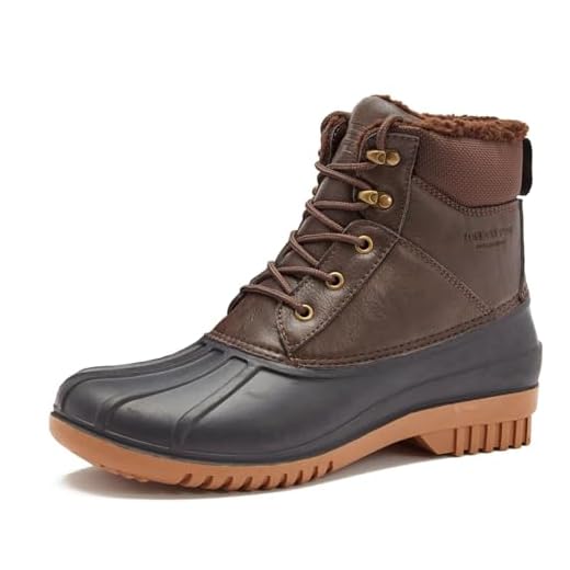 LONDON FOG Aspen Duck Boots for Men - Waterproof Insulated Rain and Snow Boots for Men - Dark Brown Tan, 10 Medium