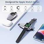 Upgrade 2 in 1 Power Bank for iWatch&iPhone,Mini Cute Powerbank with Built in Plug,Travel Wireless Portable Charger 1600mAh Magnetic External Battery Pack for Apple Watch Series&iPhone 14/13/12