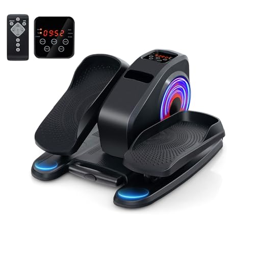 GOPLUS Mini Elíptica Eléctrica, Pedal Eléctrico Mayores con Pantalla y Control Remoto, Bidireccional, 3 Modos Automáticos, 5 Velocidades, Pedaleador Elíptico Debajo del Escritorio para Casa Oficina