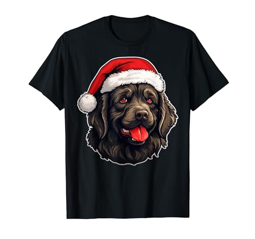 Newfoundland Dog Santa Hat Xmas Holiday Dog Lover Christmas T-Shirt