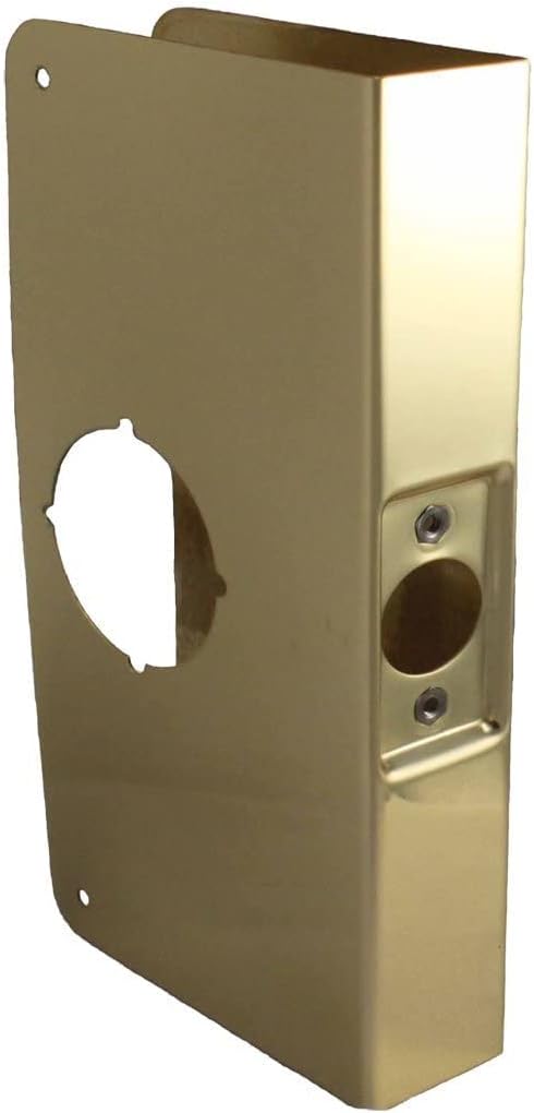Don-Jo 12-CW-PB Stainless Steel Wrap-Around Plate, 5-1/8" x 12", For Cylinder Door Lock with 2-1/8" Hole, 2-3/4" Backset, Polished Brass Finish