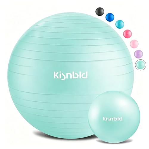 kisnbld Exercise Ball, Extra Thick Yoga Ball for Workout Pregnancy Stability, 4 Sizes Anti-Burst Balance Ball with Foot Pump - Heavy Duty Fitness Ball Chair for Office, Home & Gym by kisnbld - Used condition - CA$24.14