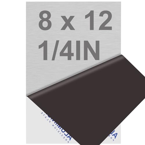 6061 T651 Aluminum Sheet Metal 8" x 12" x 1/4"(6MM) Flat Plain Thick Aluminum Plate Covered with Protective Film, 6MM Heat Treatable Rectangle Aluminum Metal Plate for Crafting, Industrial