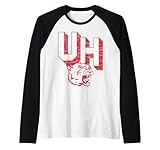 Vintage Distressed UH Roaring Cougar Gray | Houston Cougars Raglan Baseball Tee