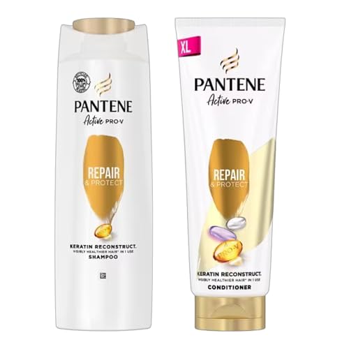 Image of Pantene Repair & Protect Shampoo 500ml and Conditioner 350ml Set | Active Pro-V Formula with Keratin Reconstruct | Hair Repair & Strengthening Bundle