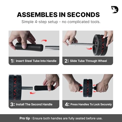Image of DMoose Fitness Ab Roller Wheel for Core Strength Training - 3.2 Inch Dual-Wheel Ab Wheel Roller, 440lb Stainless Steel Shaft, Non-Slip EVA Handles, Abdominal Workout Equipment for Home Gym Men & Women