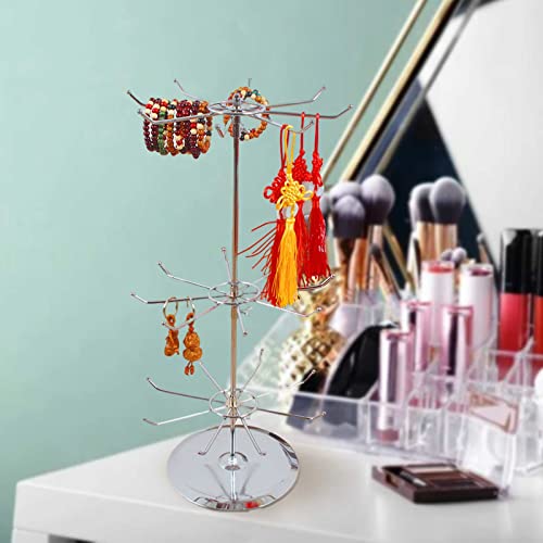 RSTYS Rotating Jewelry Display Stand,3 Tiers Countertop Spinner Rack with Adjustable Handle,Rotating Jewelry Stand Organizer for Earrings and Rings - Image 3