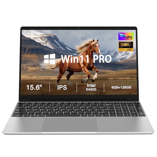 Kayoote Ordenador portátil 15.6 Pulgadas con Win 11 Pro para Estudiantes y Empresas, portátiles N5095 de 6+128 GB con Pantalla FHD, Wi-Fi 5, BT, Ordenadores portátiles para el Trabajo y la Escuela