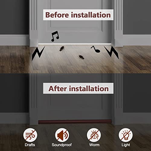 Aokon Door Draft Stopper 36 Inch Under Door Draft Noise Blocker Black Gap Stoppers Entry Door Draft Guard For Bottom Of Doors Adjustable Twin Door Draft - Brown #TOP5