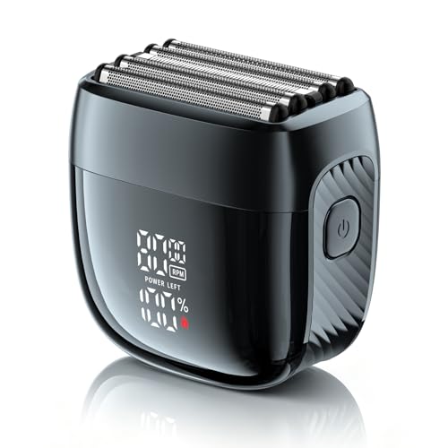 Image of Electric Foil Shaver for Men: Upgraded 5-Blade System, IPX8 Waterproof & LED Display, 2 Power Levels,90-Min Runtime,USB-C Fast Charge with Magnetic Guard & Brush Gifts for Father Pewter