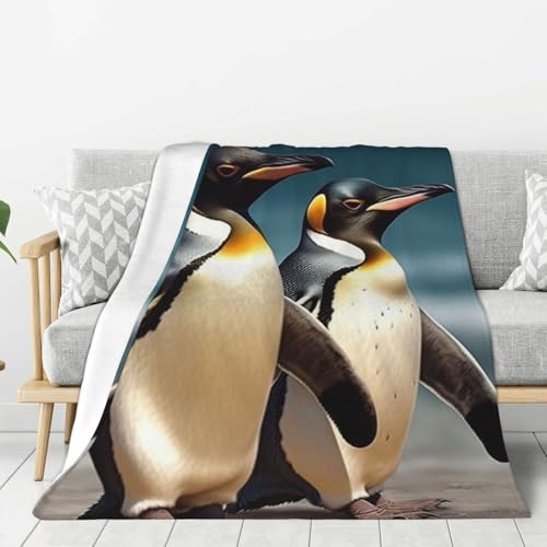 Couverture flanelle pingouin douce et élégante pour lit