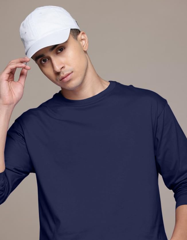 Image of Veirdo Pure Cotton Round Neck Regular Fit Solid Full Sleeve T-Shirt for Men & Boys (Available in Black, Cork, Green, Maroon, Navy, Swanwhite & White Color)