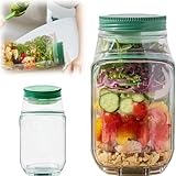 Cicano Tarro de ensalada con apertura lateral, recipiente de ensalada a prueba de fugas, reutilizable y portátil, para oficina, picnic y viajes (verde)