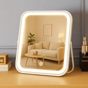 Rechargeable Vanity Mirror with Lights,8x10 Inch 3 Color Lighting Portable Makeup Mirror with Touch Screen Adjustable LED Lights,Desk Mirror for Travel, Home