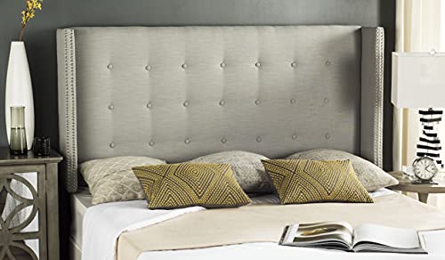 Safavieh Mercer Collection Keegan Linen Tufted Winged Headboard, Queen, Silver #TOP23