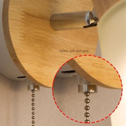 Aplique de pared E27 nórdico de cristal negro y madera con interruptor 2