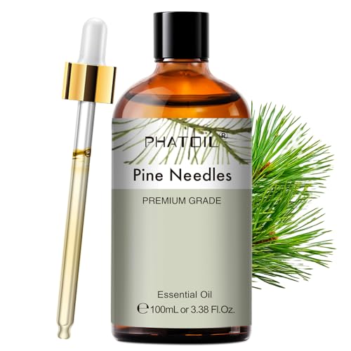 PHATOIL Natural Pine Needles Essential Oil - Pure Aromatherapy Oil for Home Freshening Skin & Hair Care DIY Candle Soap Making 3.38Fl Oz