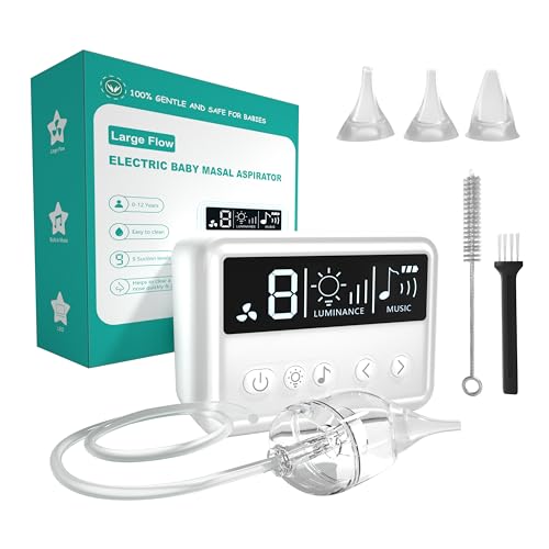 Schxuw Nasal Aspirator for Baby, Hospital Grade Electric Nose Suction for Baby, Infant, Newborn, Toddler, and Kids, Rechargeable 9 Levels Nose Aspirator Remover with Music & Night Light