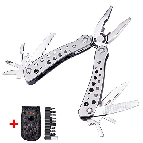 Multitool - Mini Tool with Pocket Multipurpose Stainless Steel Pliers Knife and Saw - Folding Spring Loaded Multifunction Tool - Best for EDC Camping Survival Heavy Duty Outdoor - Grand Way 59004