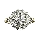 THEONECARATS 2.50 Ct Round Diamond Two Tone Vintage Style Cocktail Floral Cluster Engagement Ring 14K Gold Plated Milgrain Flower 925 Sterling Silver Handmade Wedding Anniversary Ring Gift For Women