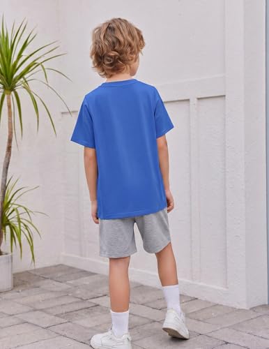Image of Arshiner Boy's Textured Button Up Shirt and Shorts Set 2 Piece Summer Beach Outfit for 5~12 Years Kids
